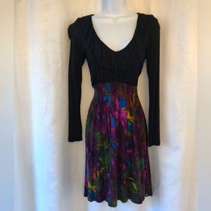 Soft comfortable and stretchy long sleeve winter ruffle dress